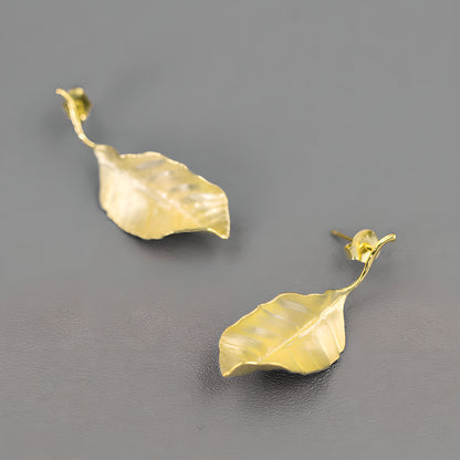 Autumn Leaves Sterling Silver Leaf Earrings French Literature Romantic Elegant