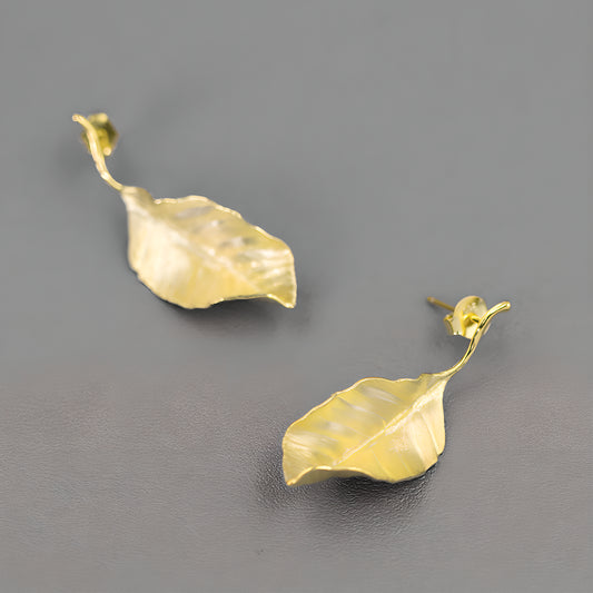 Autumn Leaves Sterling Silver Leaf Earrings French Literature Romantic Elegant