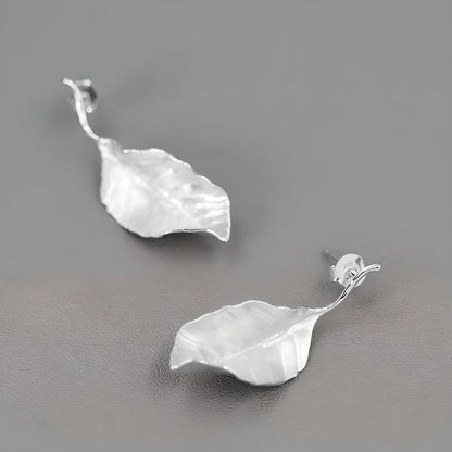 Autumn Leaves Sterling Silver Leaf Earrings French Literature Romantic Elegant