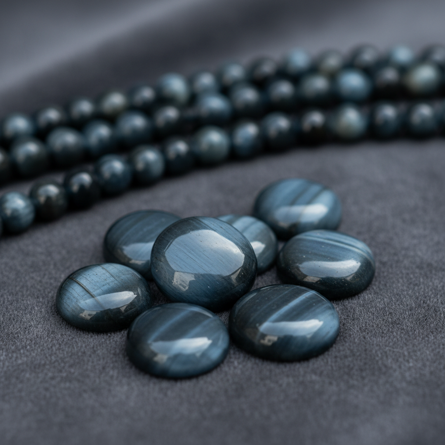 Blue Tiger Eye crystal close-up