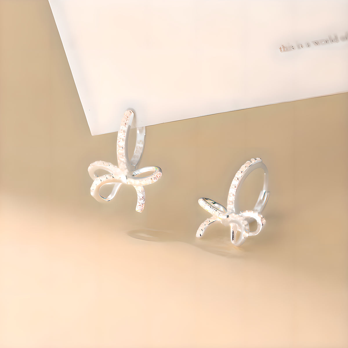 Bow Diamond Accent Hoop Earrings S925 Sterling Silver