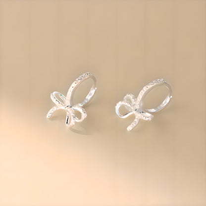 Bow Diamond Accent Hoop Earrings S925 Sterling Silver