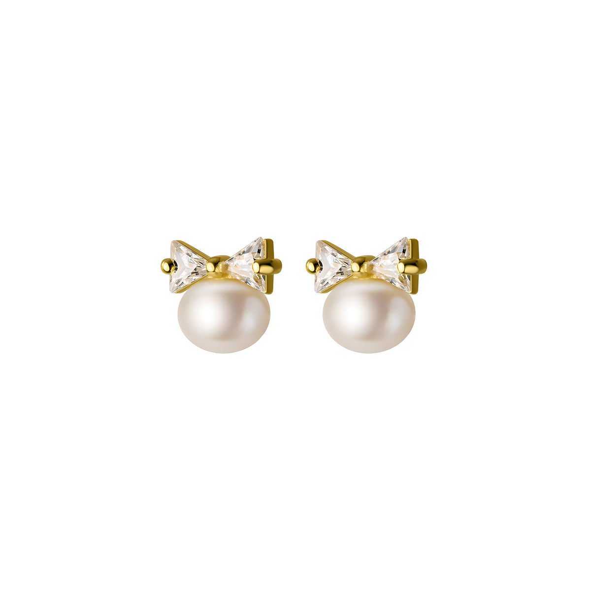 Bow Pearl Stud Earrings S925 Sterling Silver