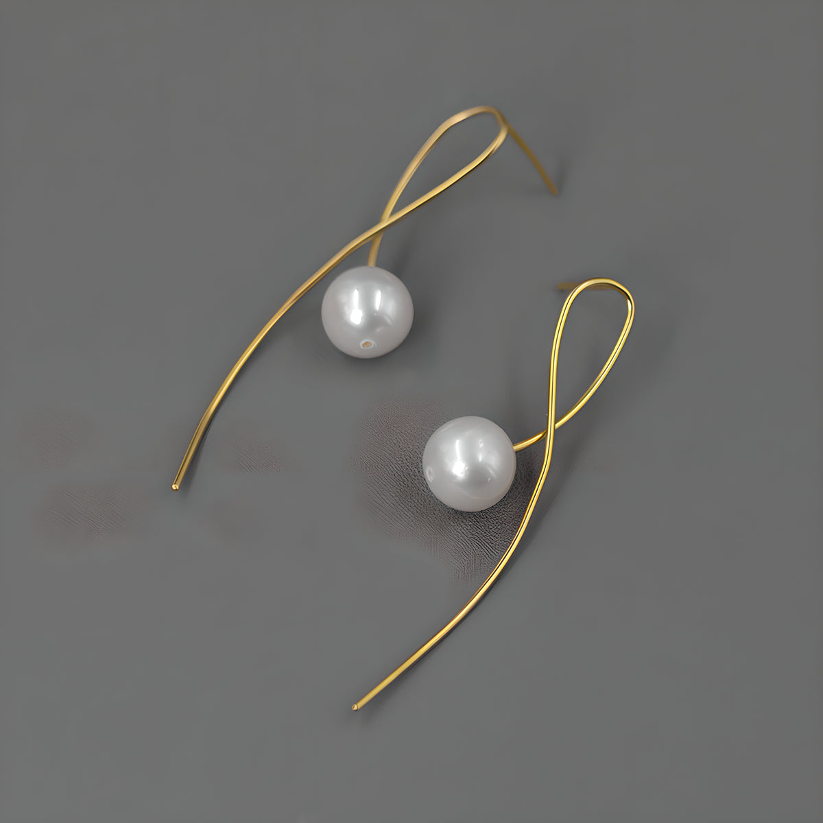 Geometric Pearl Dangle Earrings S925 Sterling Silver