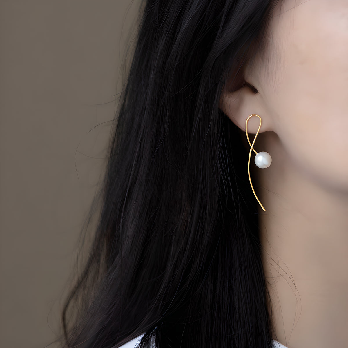 Geometric Pearl Dangle Earrings S925 Sterling Silver