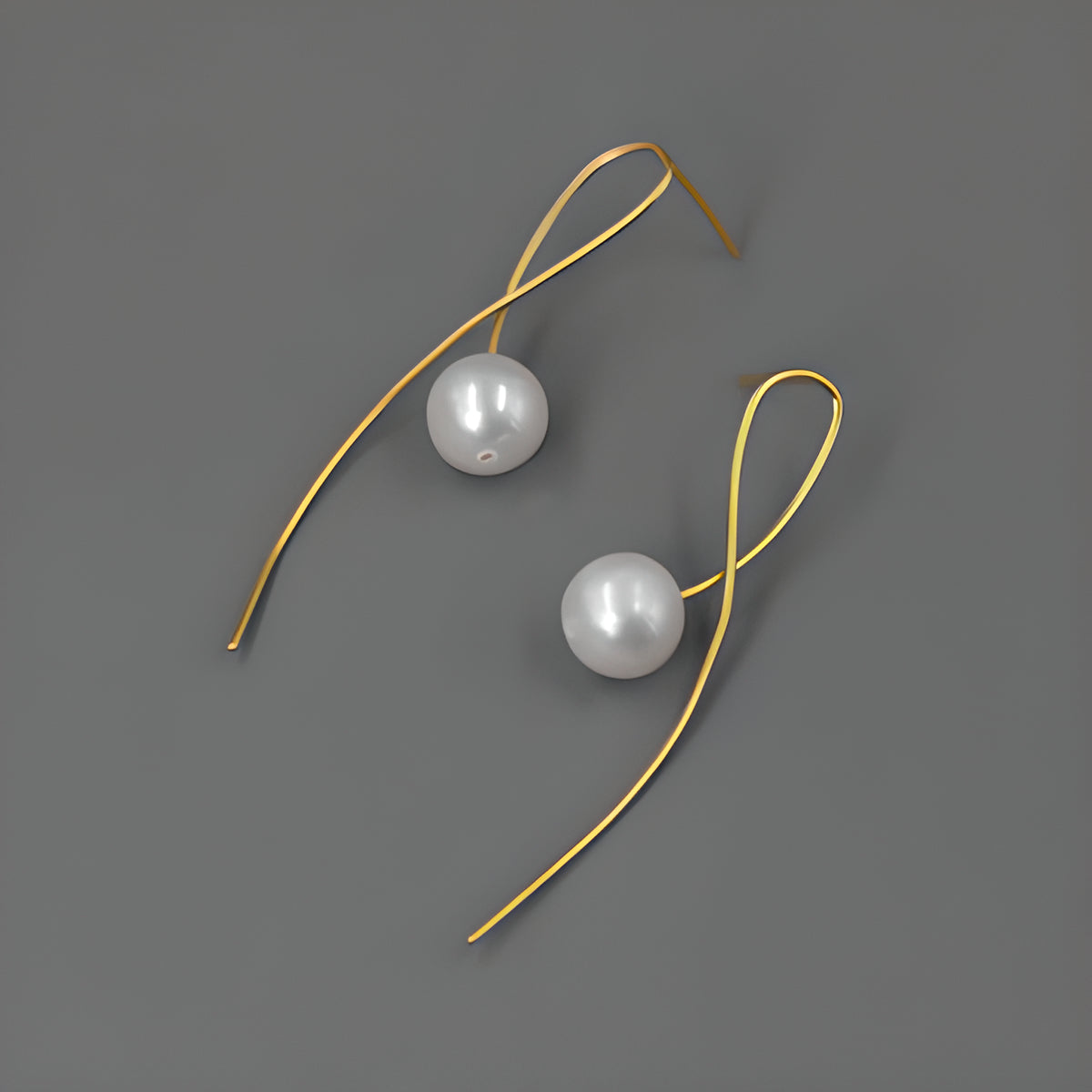 Geometric Pearl Dangle Earrings S925 Sterling Silver