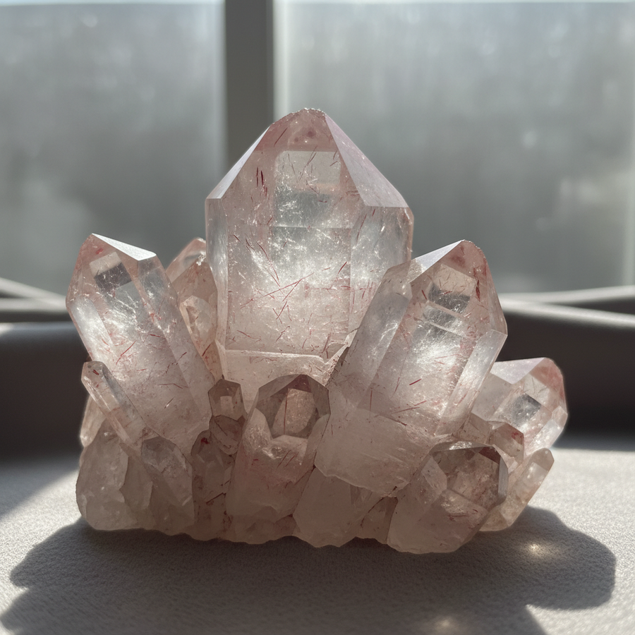 Cherry Quartz crystal close-up