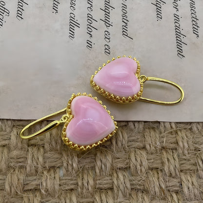 Cute Queen Shell Heart Earrings 18K Gold Plated