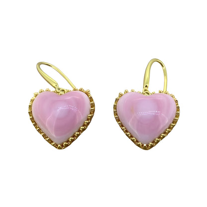 Cute Queen Shell Heart Earrings 18K Gold Plated