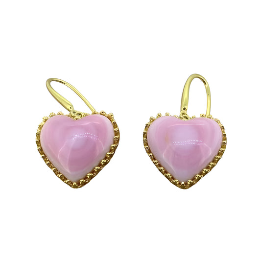 Cute Queen Shell Heart Earrings 18K Gold Plated
