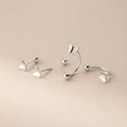 Dainty Butterfly Screw Back Stud Earrings in S925 Sterling Silver