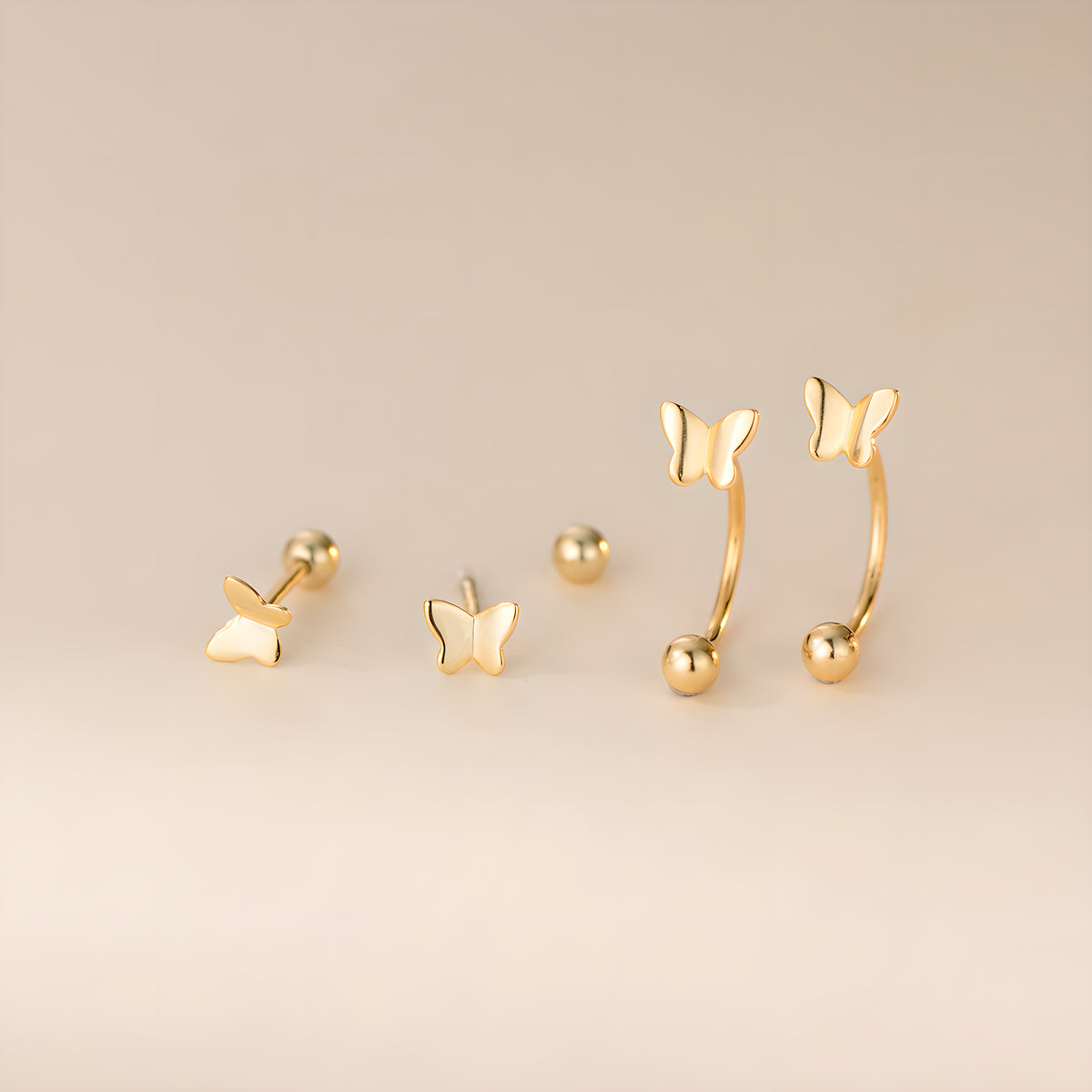 Dainty Butterfly Screw Back Stud Earrings in S925 Sterling Silver