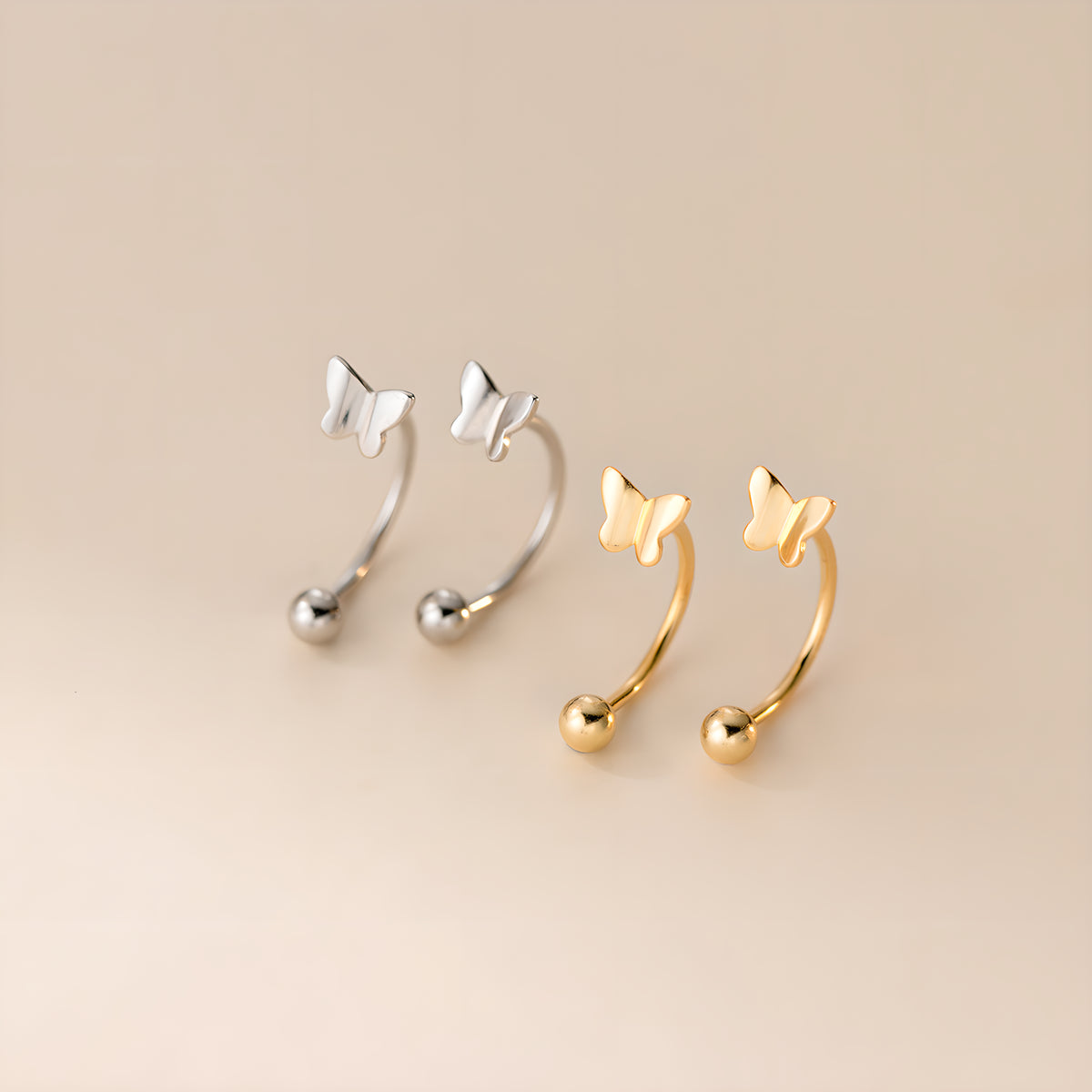 Dainty Butterfly Screw Back Stud Earrings in S925 Sterling Silver