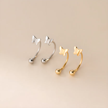 Dainty Butterfly Screw Back Stud Earrings in S925 Sterling Silver