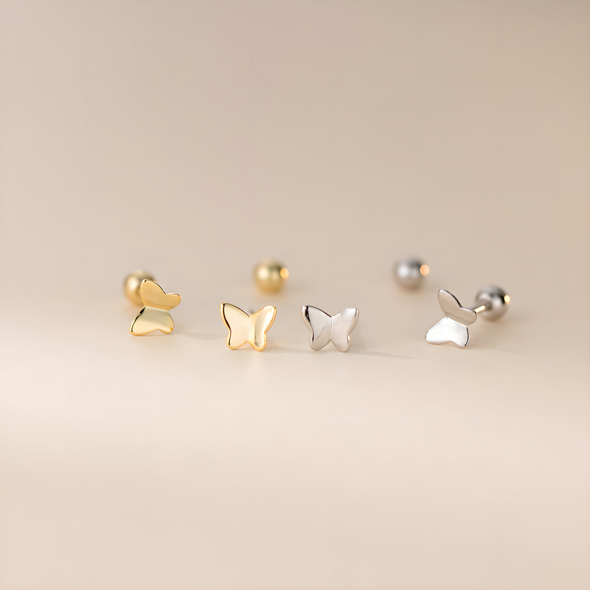 Dainty Butterfly Screw Back Stud Earrings in S925 Sterling Silver
