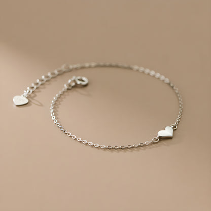 Dainty Heart Charm Bracelet in Sterling Silver