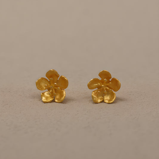 Dainty Peach Blossom Stud Earrings in S925 Sterling Silver