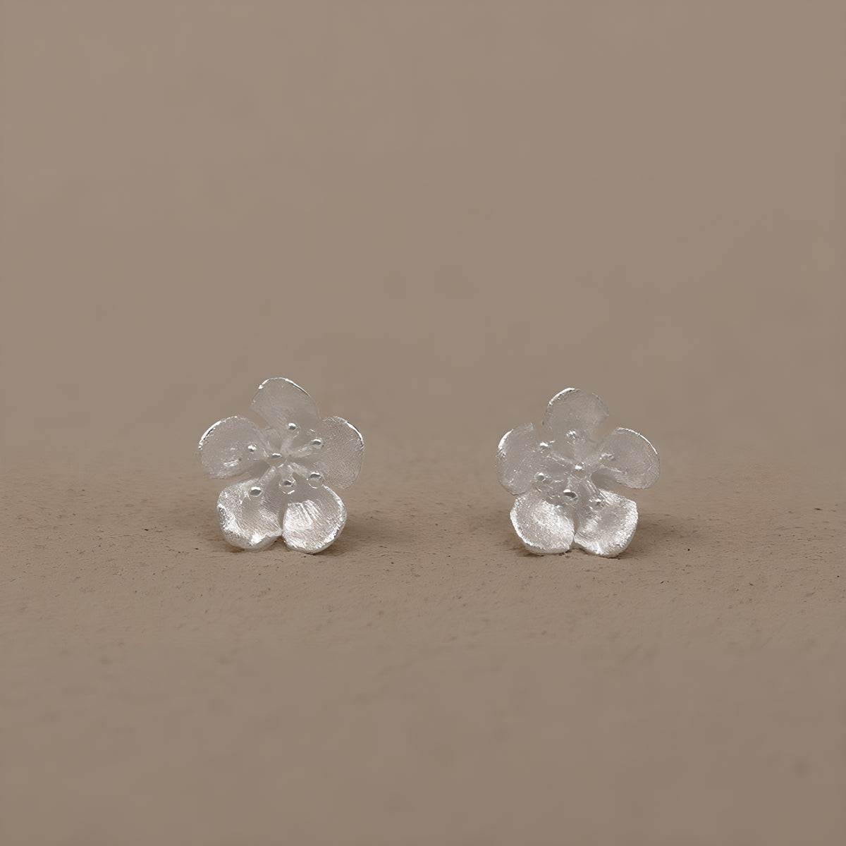 Dainty Peach Blossom Stud Earrings in S925 Sterling Silver