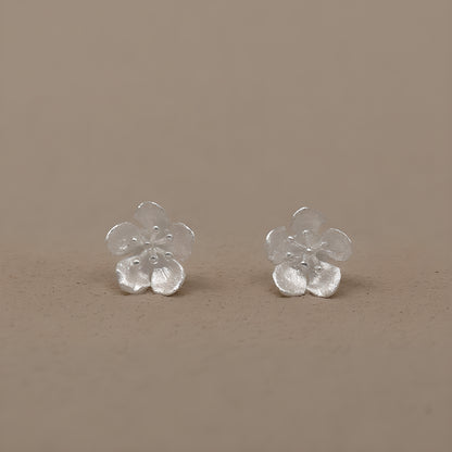 Dainty Peach Blossom Stud Earrings in S925 Sterling Silver