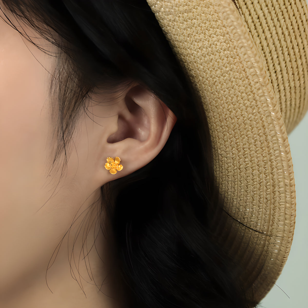 Dainty Peach Blossom Stud Earrings in S925 Sterling Silver