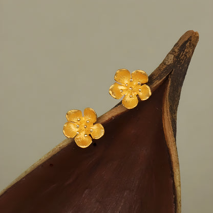 Dainty Peach Blossom Stud Earrings in S925 Sterling Silver