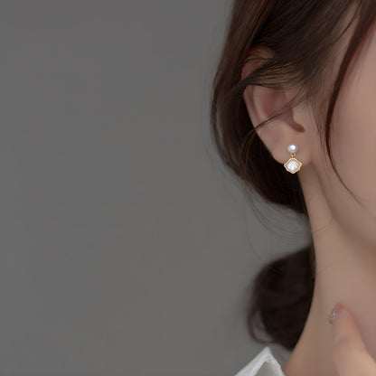 Delicate Geometric Bead Stud Earrings S925 Sterling Silver