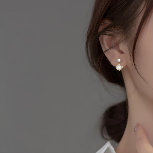 Delicate Geometric Bead Stud Earrings S925 Sterling Silver