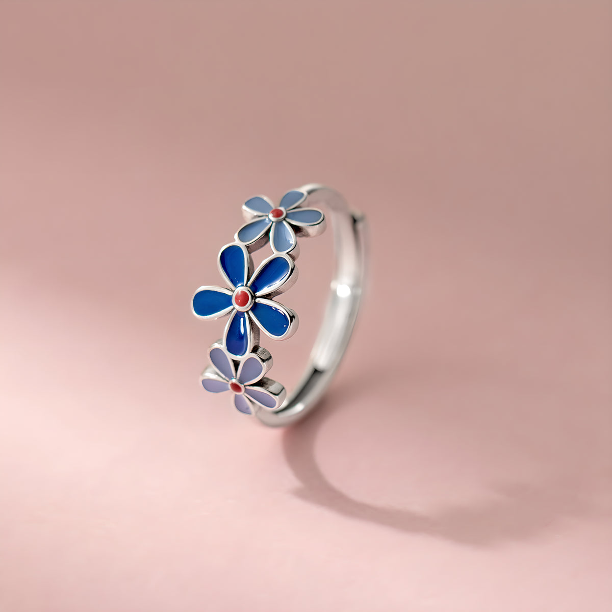 Delicate S925 Sterling Silver Three Flower Minimalist Ring