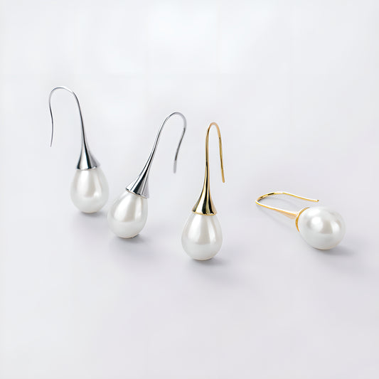 Elegant Pearl Teardrop Earrings in S925 Sterling Silver