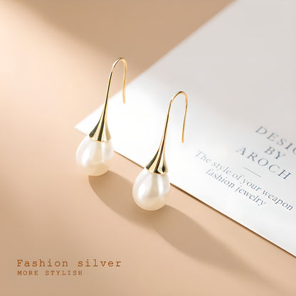 Elegant Pearl Teardrop Earrings in S925 Sterling Silver