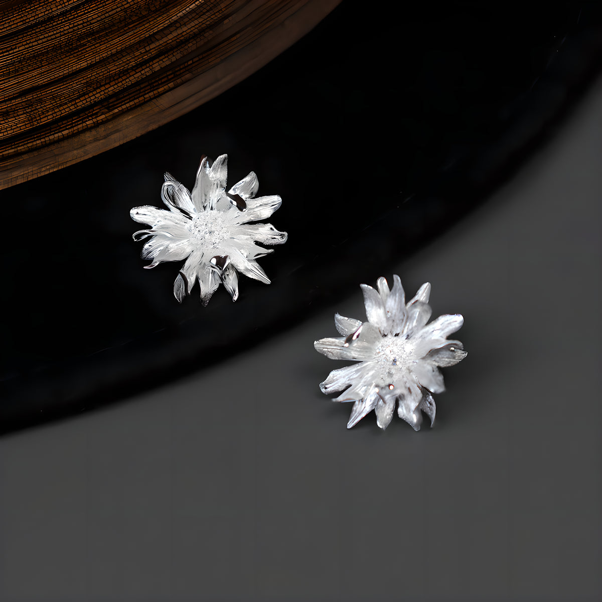 Floral Daisy Cubic Zirconia Stud Earrings 925 Sterling Silver