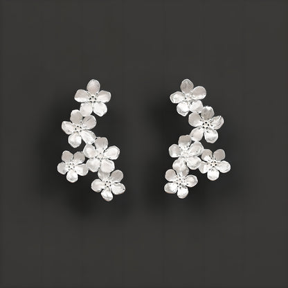Forget Me Not Flower Earrings 925 Sterling Silver Romantic Literary Style