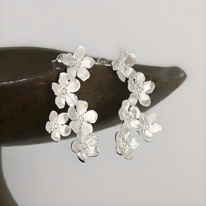 Forget Me Not Flower Earrings 925 Sterling Silver Romantic Literary Style