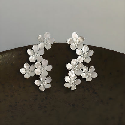 Forget Me Not Flower Earrings 925 Sterling Silver Romantic Literary Style