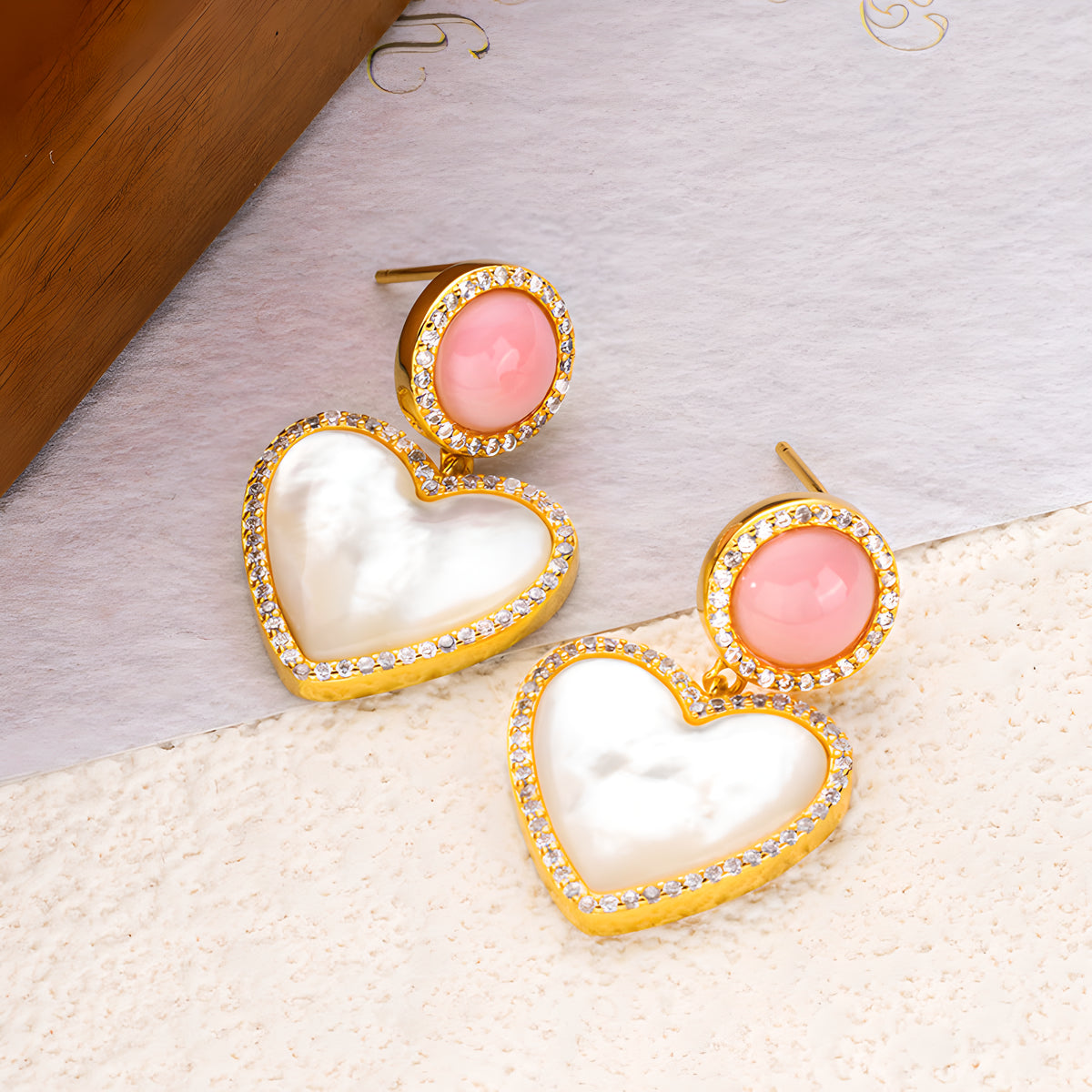 French Heart Mother of Pearl Earrings