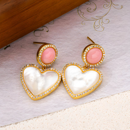 French Heart Mother of Pearl Earrings