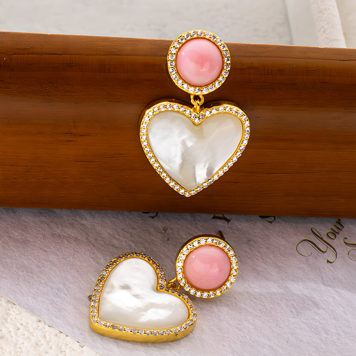 French Heart Mother of Pearl Earrings