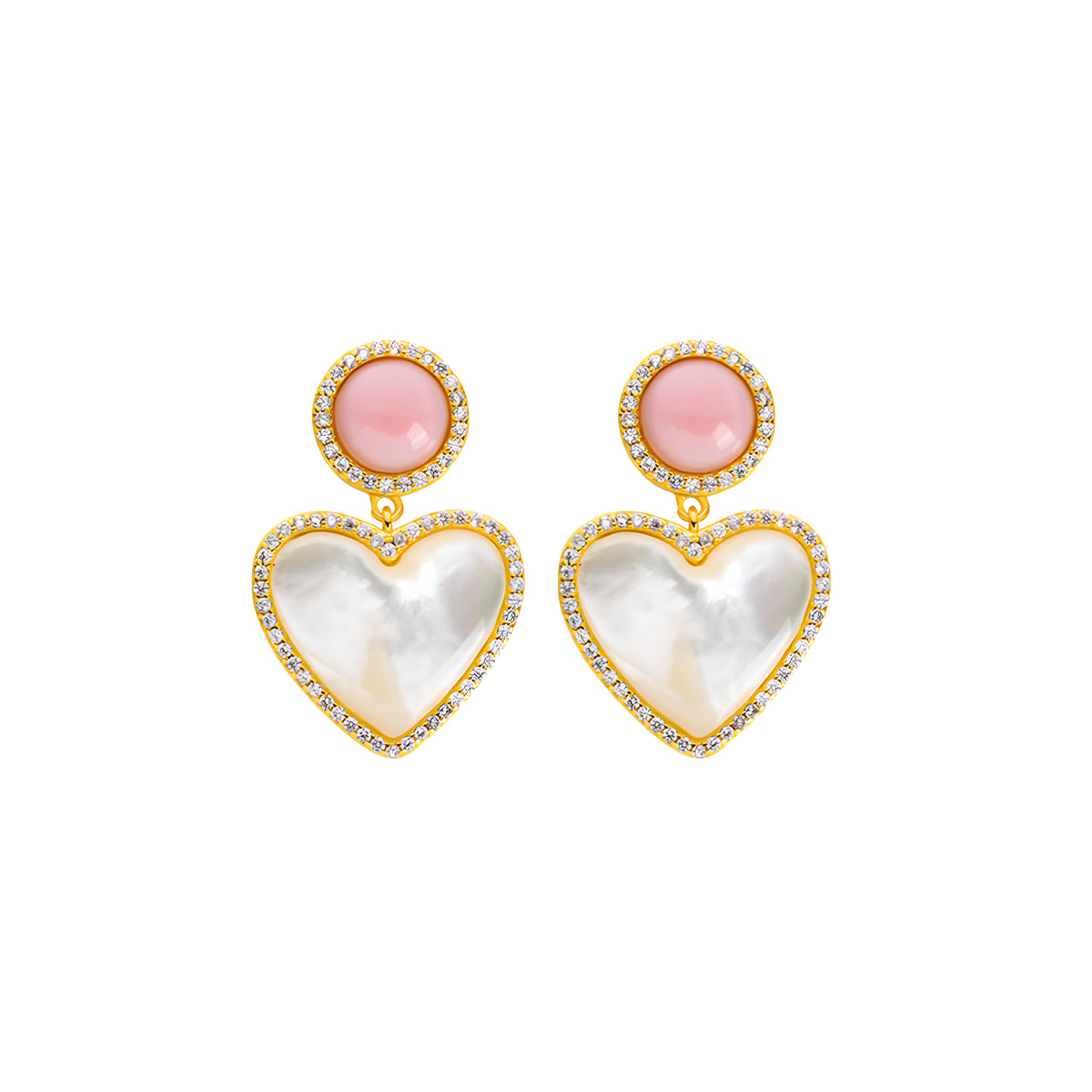 French Heart Mother of Pearl Earrings