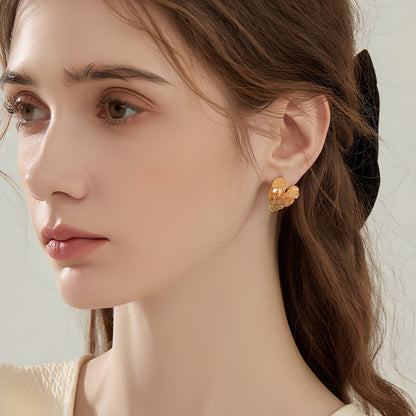 French Vintage S925 Silver Heart Crystal Stud Earrings