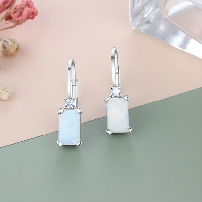 Geometric Opal Stud Earrings S925 Sterling Silver