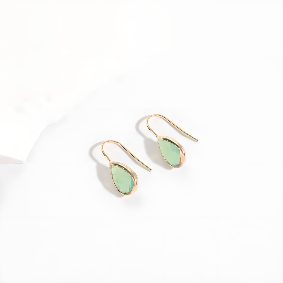 Green Opal Teardrop Geometric Earrings