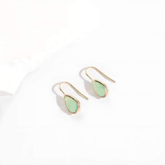 Green Opal Teardrop Geometric Earrings