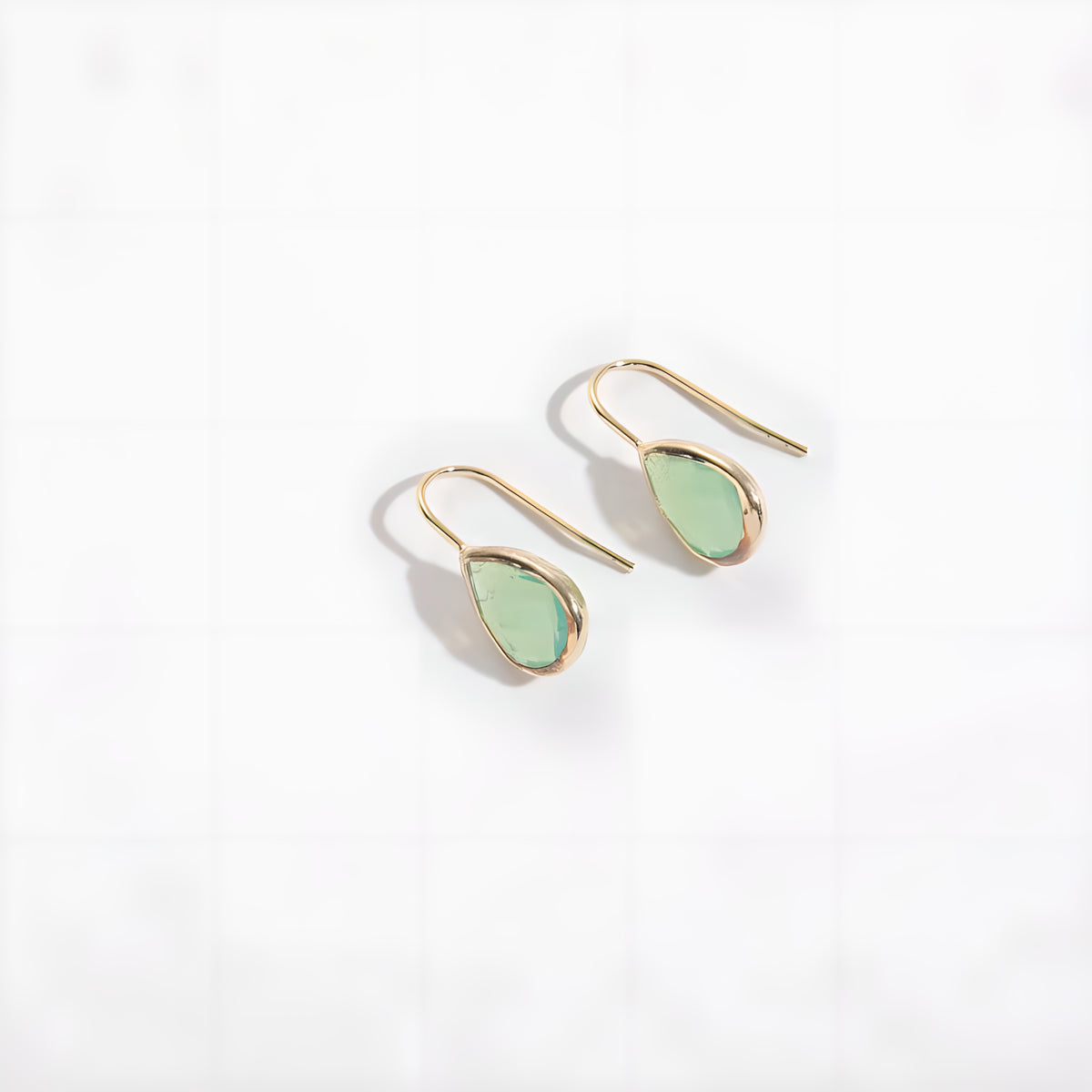 Green Opal Teardrop Geometric Earrings