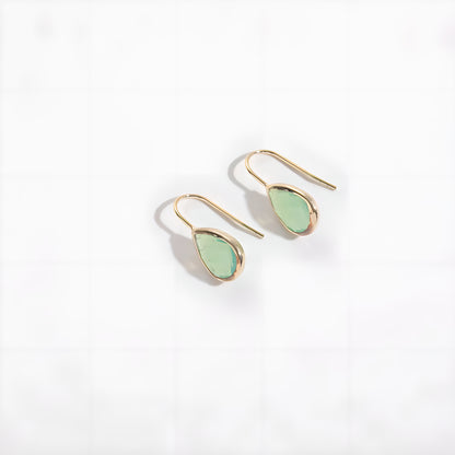 Green Opal Teardrop Geometric Earrings
