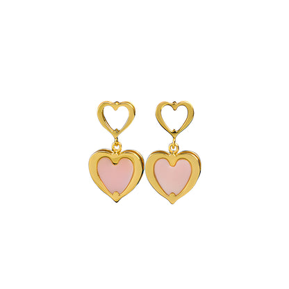 Heart Shell Pearl Stud Earrings