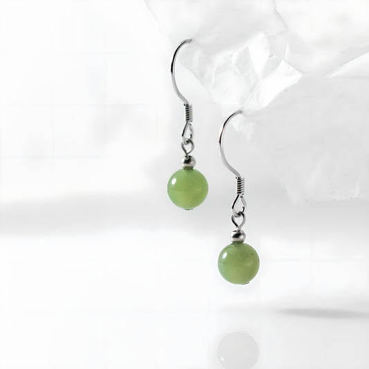 Hetian Jade Geometric Drop Earrings in Sterling Silver