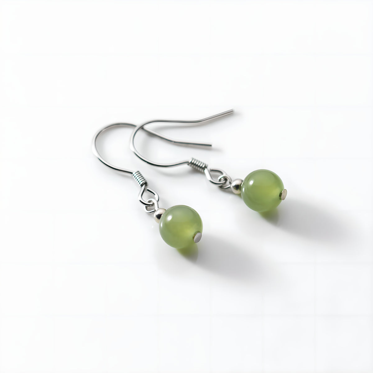 Hetian Jade Geometric Drop Earrings in Sterling Silver