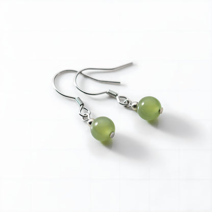Hetian Jade Geometric Drop Earrings in Sterling Silver