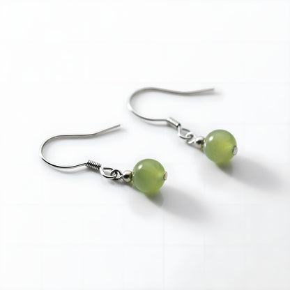 Hetian Jade Geometric Drop Earrings in Sterling Silver