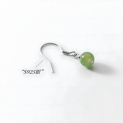 Hetian Jade Geometric Drop Earrings in Sterling Silver